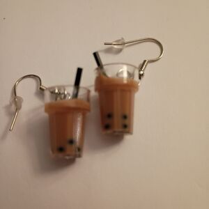 Bubble Tea Earrings in Brown and Black